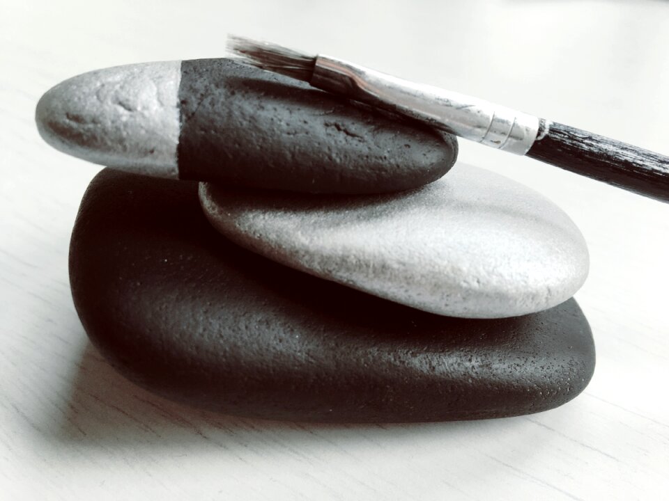 Black painted rock