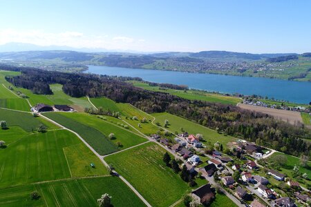 Aerial view bank mountains photo