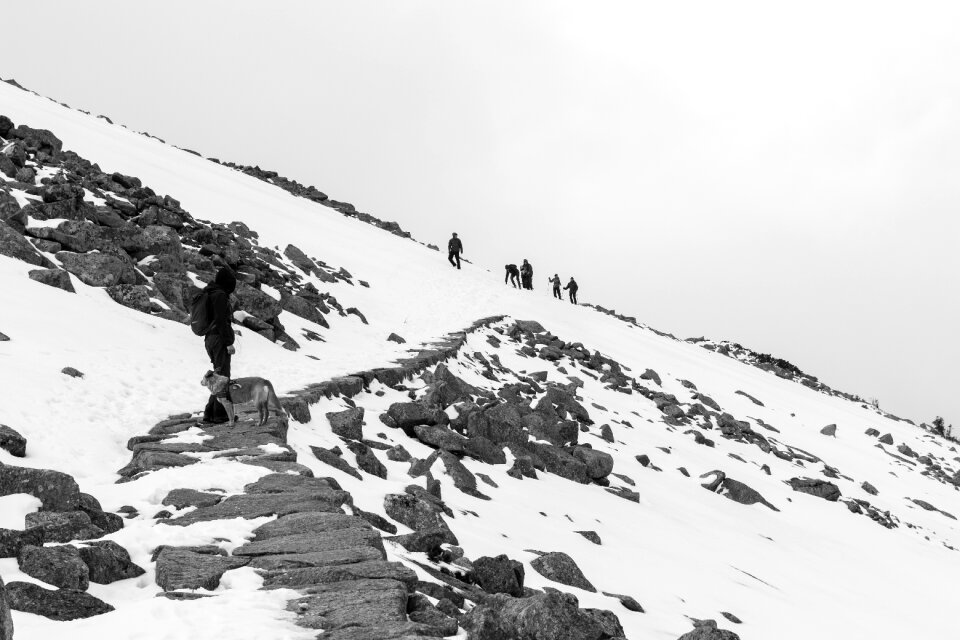 Snow slippery hiking