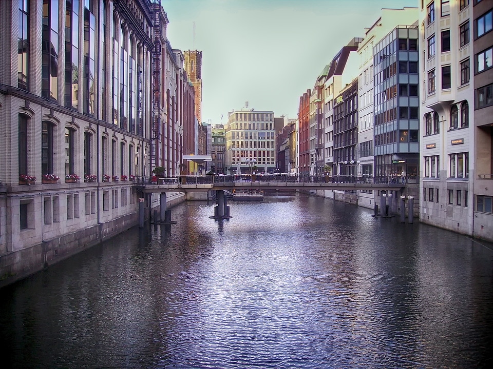 Water reflections buildings