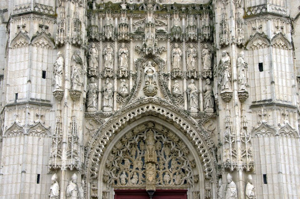 Old church pilgrimage sculptures photo