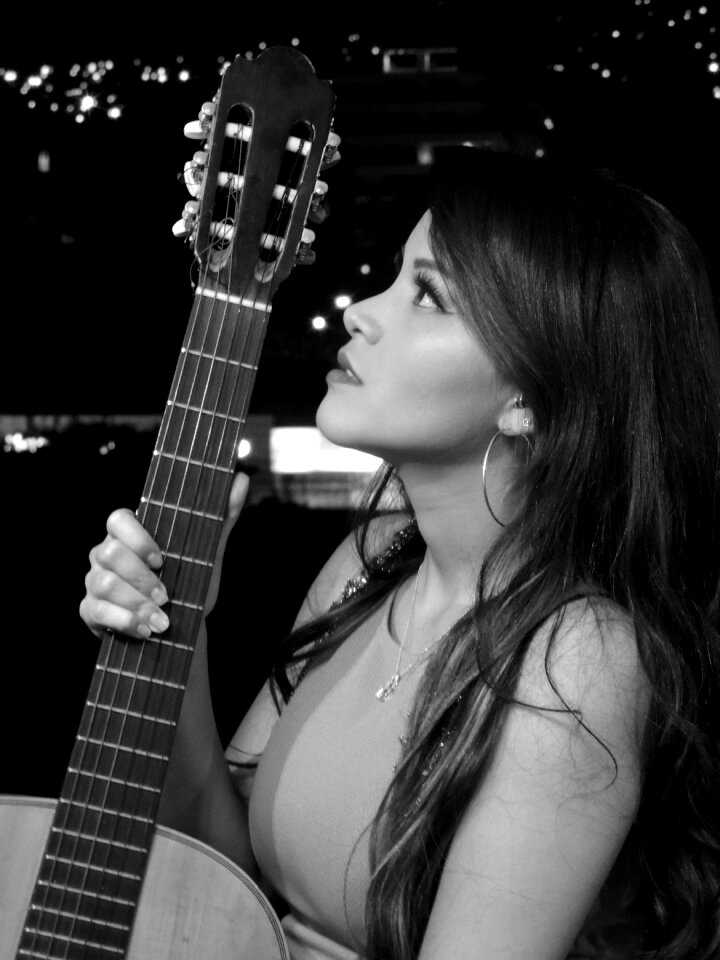 Musician instrument guitarist girl