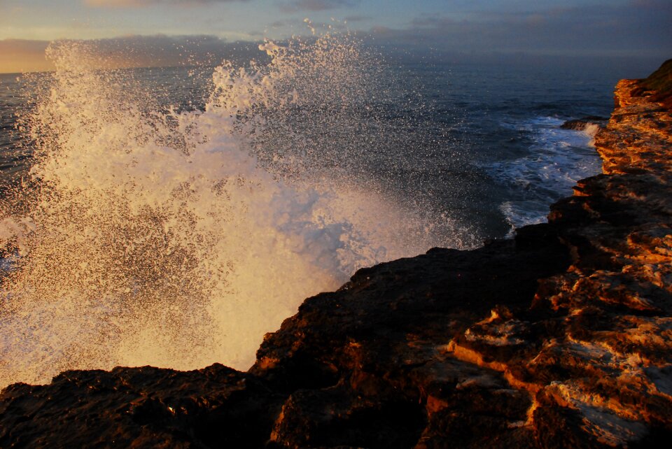 Rock mountain ocean