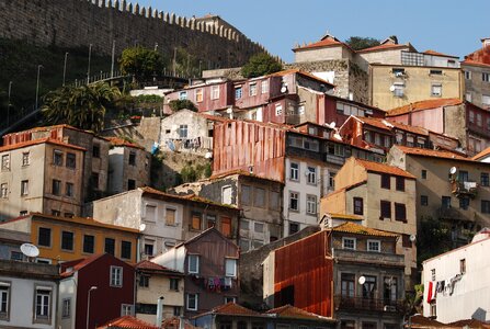 Hillside houses facades