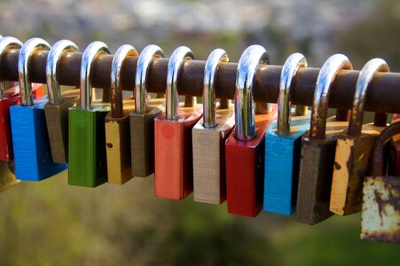 Colorful love padlock