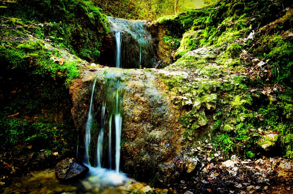 Green waterfall stream