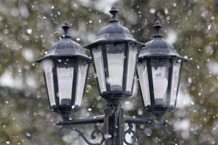 Winter public lighting street lamp photo