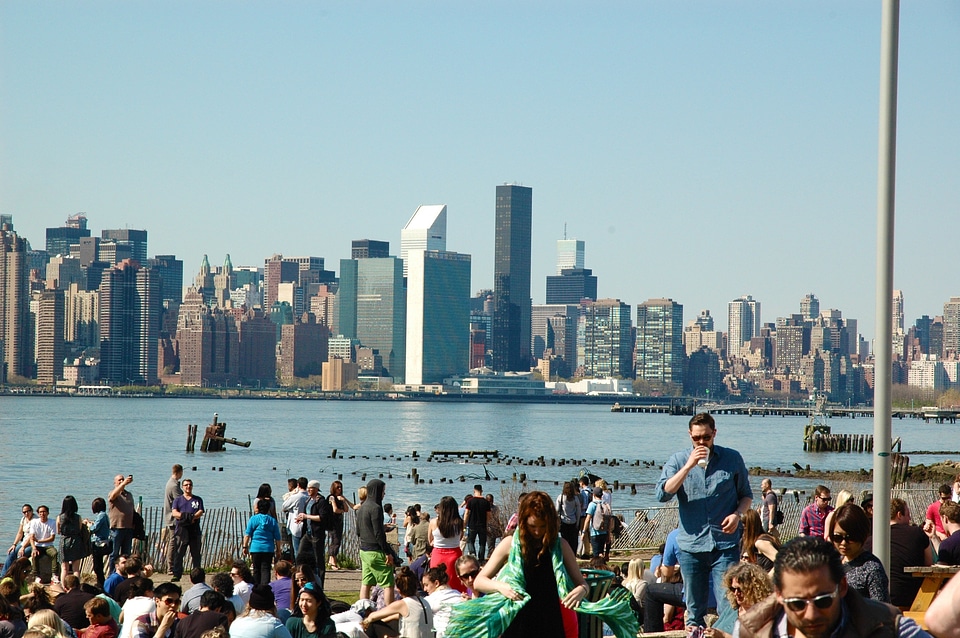 Urban waterfront tourists