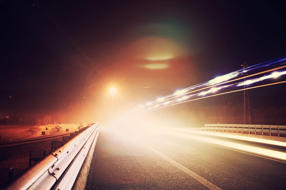 Road lights long exposure photo