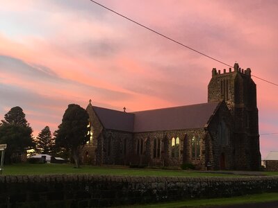 Sunrise stone church photo