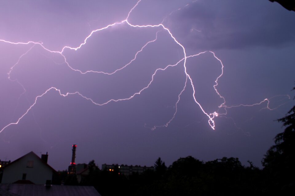 Lightning city twilight