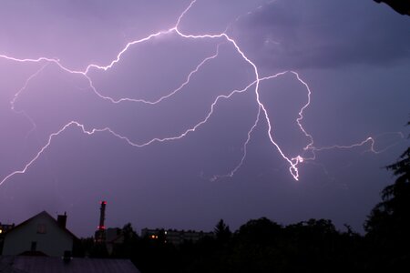 Lightning city twilight photo