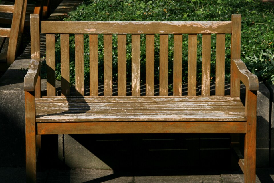 Old wood bench seat rest