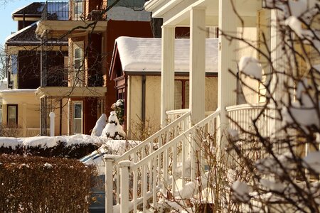 Snow houses porch