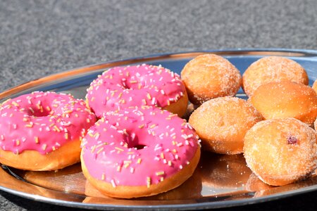 Pink donuts pastries streusel photo