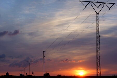 Evening electricity poles denmark
