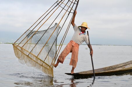 Inle lake myanmar fisherman photo