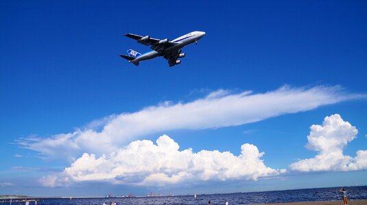 Blue sky airliner exhilarating photo