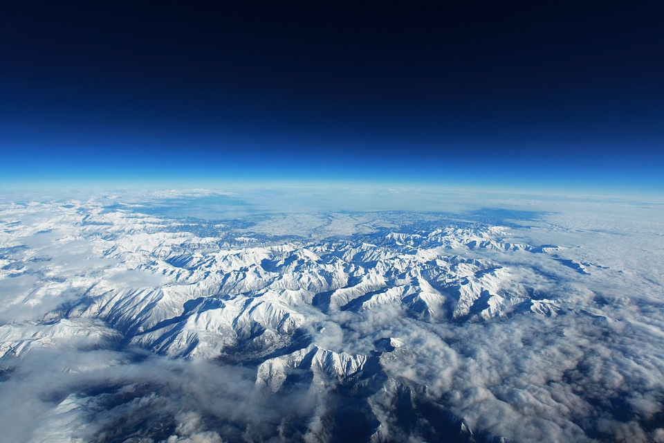 Landscape blue aerial view photo