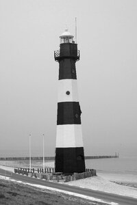 Lighthouse black and white sea