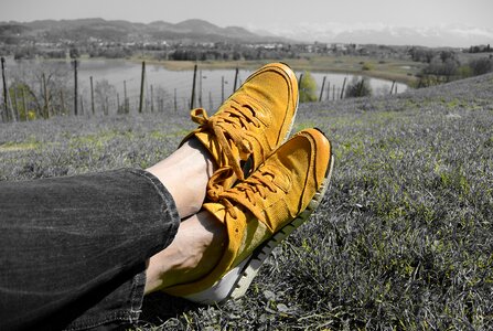 Sports shoes yellow landscape