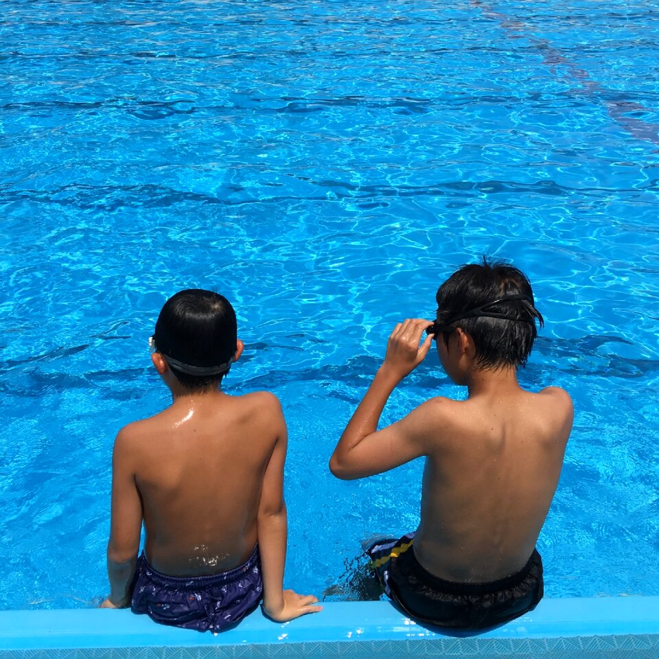 Summer pool family