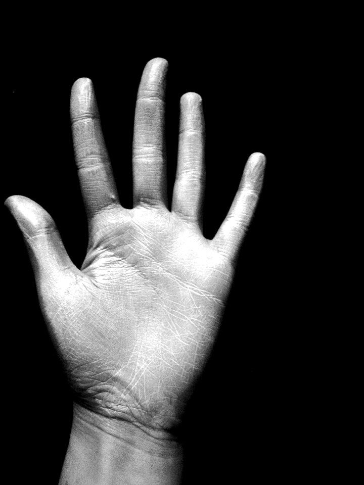 Wrinkles hand lines black
