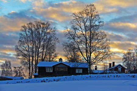 Colorful sky snow