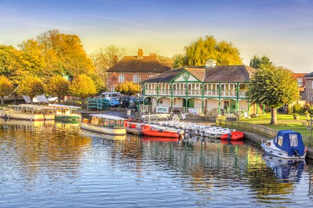 Riverside sunlight colourful
