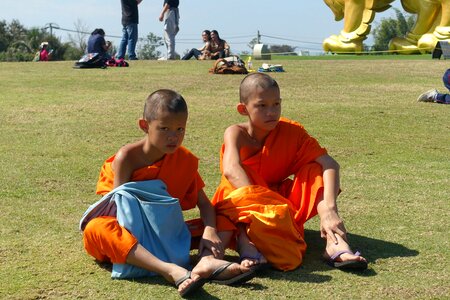 Orange buddhism monk photo