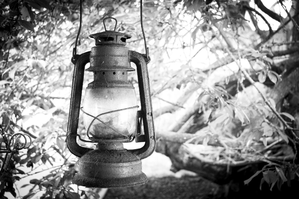 Lamp black and white old streetlight