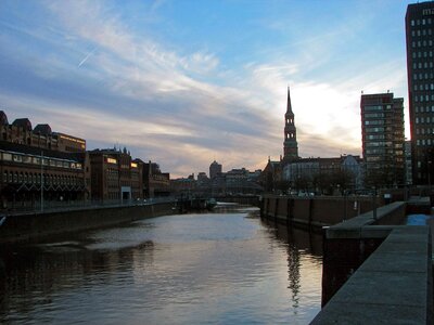 Harbour city st catherine's church sunset