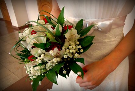 Marriage bouquet just married photo
