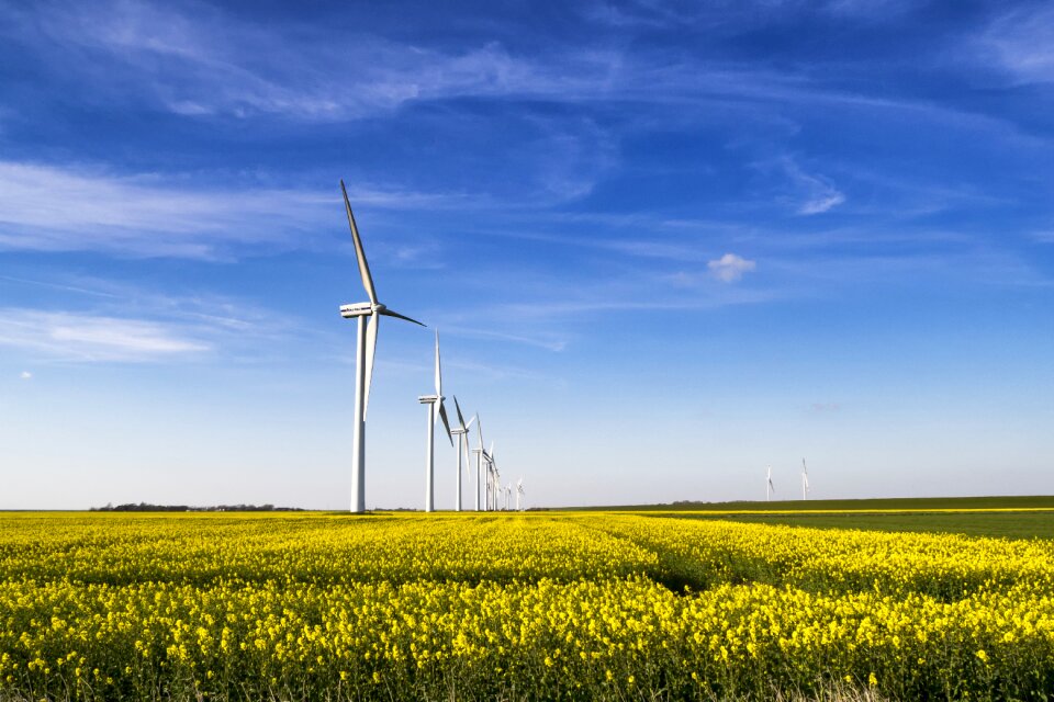 Wind power sky yellow