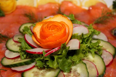 Salmon salad cold buffet