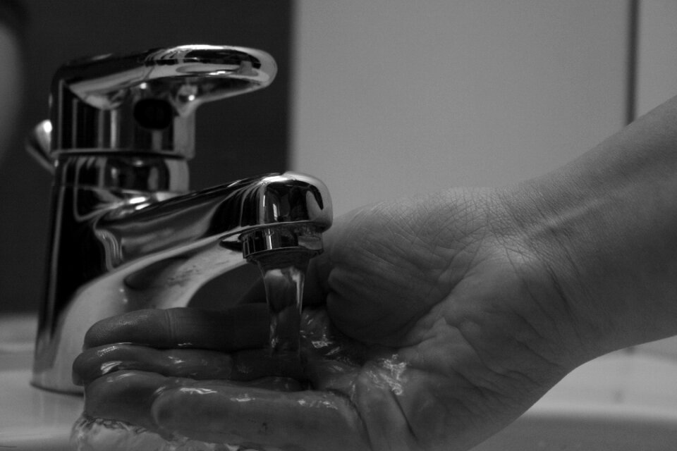 Faucet drinking black white