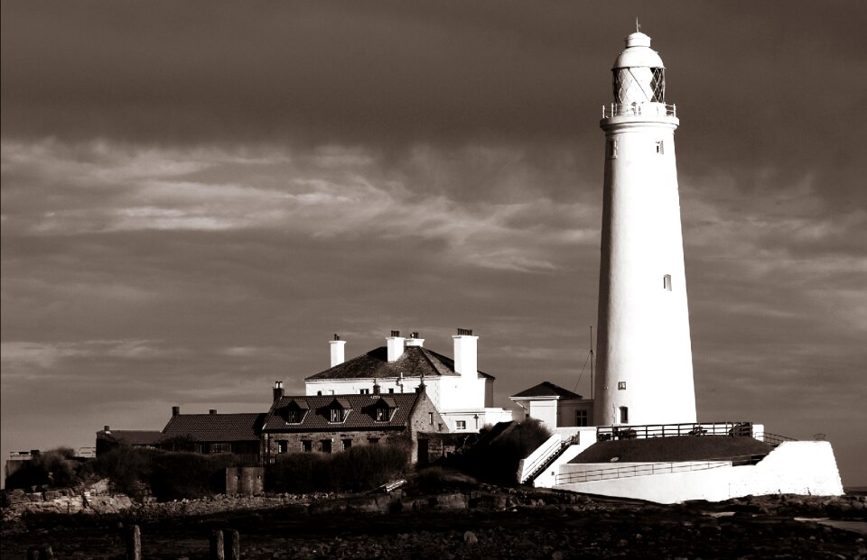 Black and white whitley bay sea