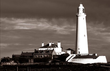 Black and white whitley bay sea photo