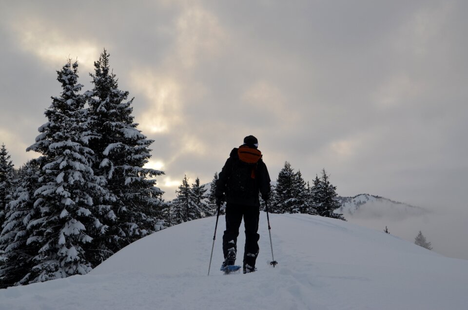 Winter hike trekking