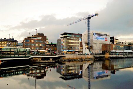 Water lake buildings photo