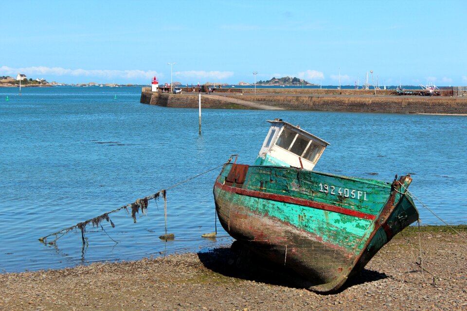 Coast fishing boat on land