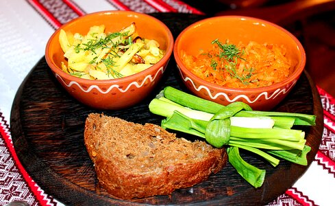 Carrot bread green onions photo