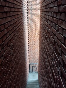 Red brick art museum stairs wall photo