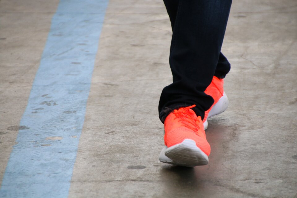 Orange gray shoes