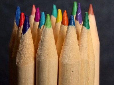 Crayons close up brush photo