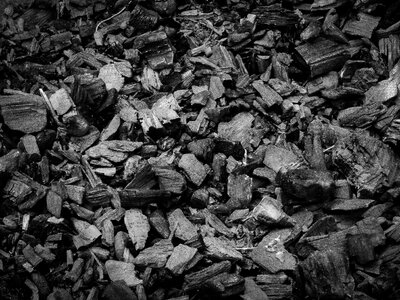 Raven black charcoal combustion