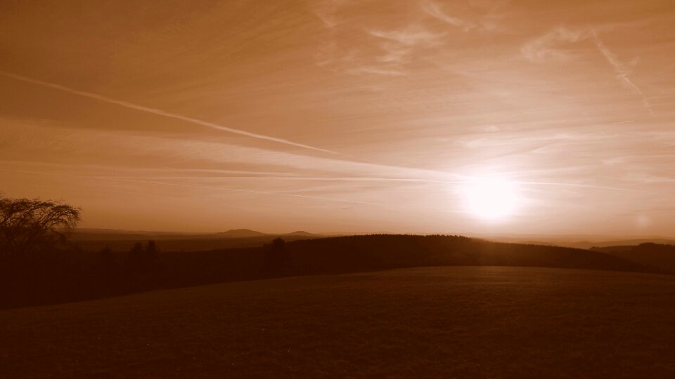 Sunset sepia sky photo