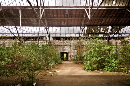 Ruin railway depot train photo