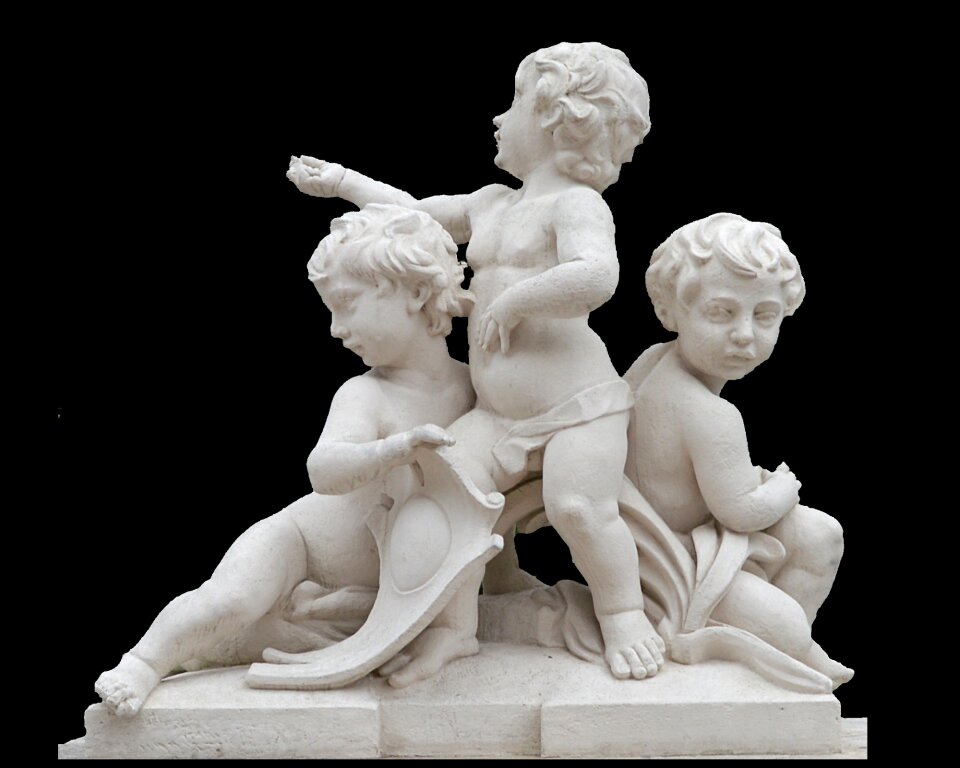 Children statue hell black background