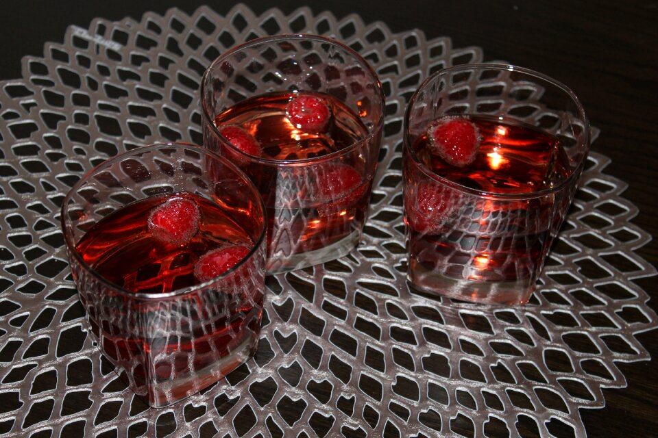 Raspberries glass toast